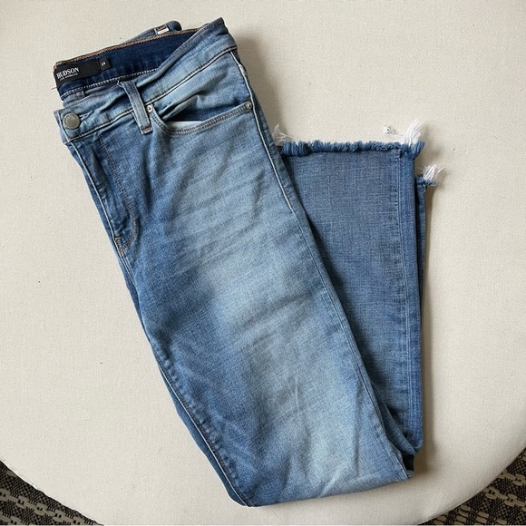 Hudson Nico Cigarette Size 28 Mid Rise Straight Ankle Jean Raw Hem Medium Wash - Picture 7 of 13
